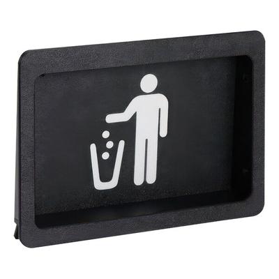 Dispense-Rite FMTD-1BT Black Polystyrene Small Countertop-Mount Waste Disposal Door with Trash Can Graphic