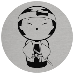 CombiCraft Aluminium Türschild 'Herren' - Asiatisches Design mit Samurai Bild - 75 mm Durchmesser und doppelseitigem Klebeband Image