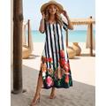 Robe Maxi Femme Robe Décontractée Robe T-Shirt Tee Robe Robe d'Été Bohème Rendez-vous Coupe Régulière Imprimé Géométrique Manches Courtes Col Ronde Noir Blanc Rose Violet Été