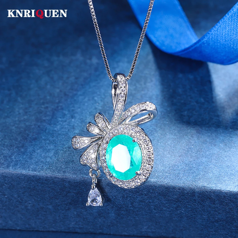 Vintage 8*10mm Rubin Smaragd Paraiba Turmalin Anhänger Halskette für Frauen Edelstein Labor Diamant Partei Edlen Schmuck Geschenk großhandel Image
