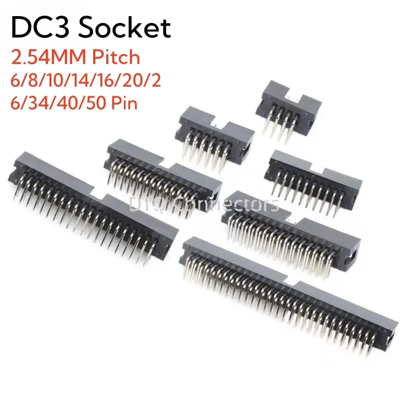 5/10 pz ad angolo retto 6/10/20/26/34/40 Pin 2.54mm passo maschio presa Idc Box Header connettore Pcb doppia fila 10p/20p/40p Dc3 Header
