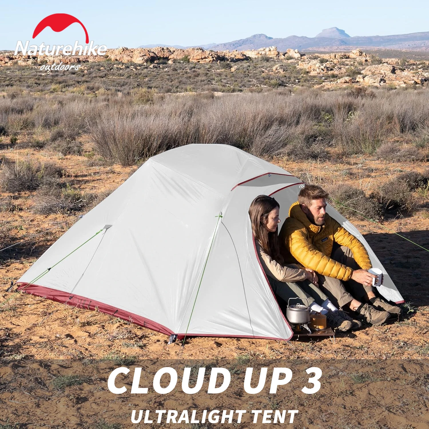 Naturehike Cloud Up 3 Ultraleichtzelte für 3–4 Personen, Camping, Wandern, Reisen, leichtes, tragbares 20D-wasserdichtes Strandzelt Image