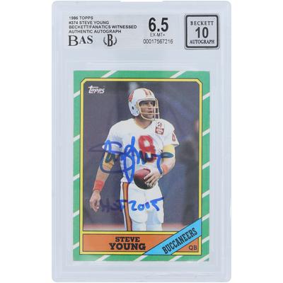 V106832 Bucs Steve Young Tampa Bay Buccaneers Autogrammkarte 1986 Topps #374 Beckett Fanatics bezeugte authentifizierte 6,5/10 Rookie-Karte mit „HOF 2005“-Aufschrift Steve Young AUT TPP TRADING CARDS 45666 AUTTRC CA01F06939 #22 Image