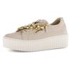 Plateausneaker GABOR, Damen, Gr. 37, beige (hellbeige), Ziegenveloursleder, unifarben, modisch, Schuhe, Freizeitschuh, Halbschuh, Schnürschu mit Best Fitting-Ausstattung