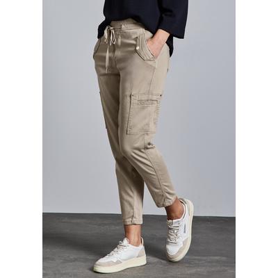 Cargohose STREET ONE "Style Bonny", Damen, Gr. 42, Länge 28, buff grau, Web, Obermaterial: 60% Lyocell, 37% Baumwolle, 3% Elasthan, unifarben, casual, loose fit knöchelfrei, Hosen, mit Taschen Image