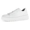 Plateausneaker GABOR, Damen, Gr. 39, silber (weiß, silberfarben), Nappaleder, kontrastfarbene Details, sportlich, Schuhe, Freizeitschuh, Halbschuh, Schnürschuh mit Kontrast-Rahmennaht