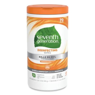 Seventh Generation Disinfectant Wipes, Lemongrass Citrus, Container Of 70 Wipes