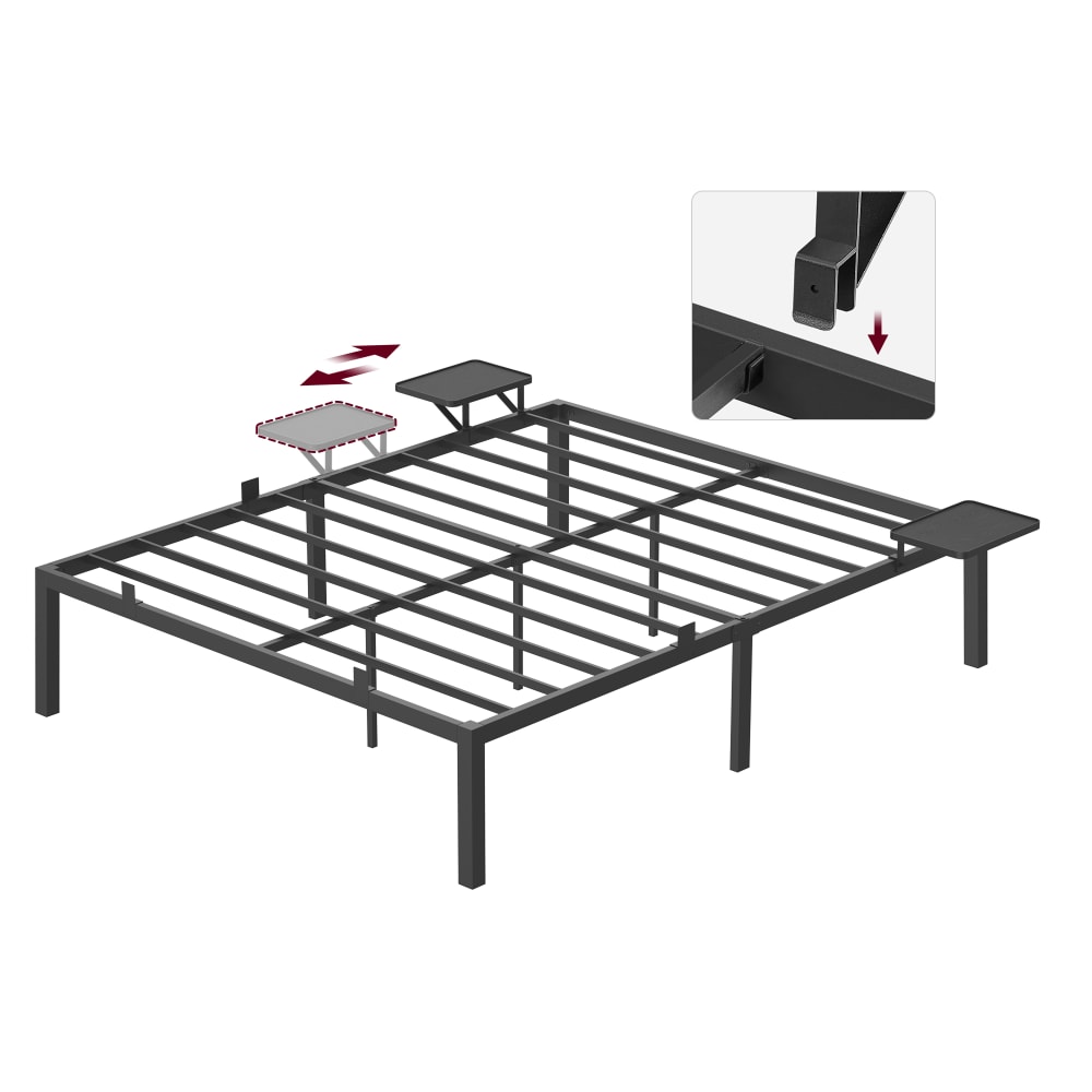 Lit double 160 x 200 cm en métal noir