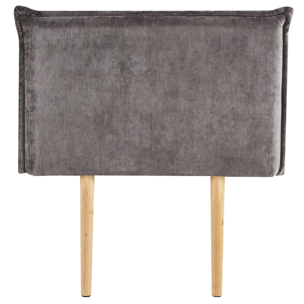 Tête de lit en tissu gris sur pieds en bois, 90 cm