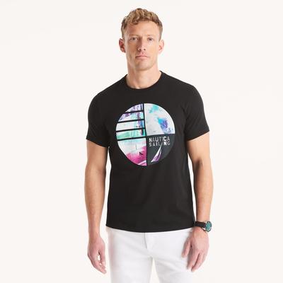 Nautica Men's Modern Sailing Graphic T-Shirt True Black, L