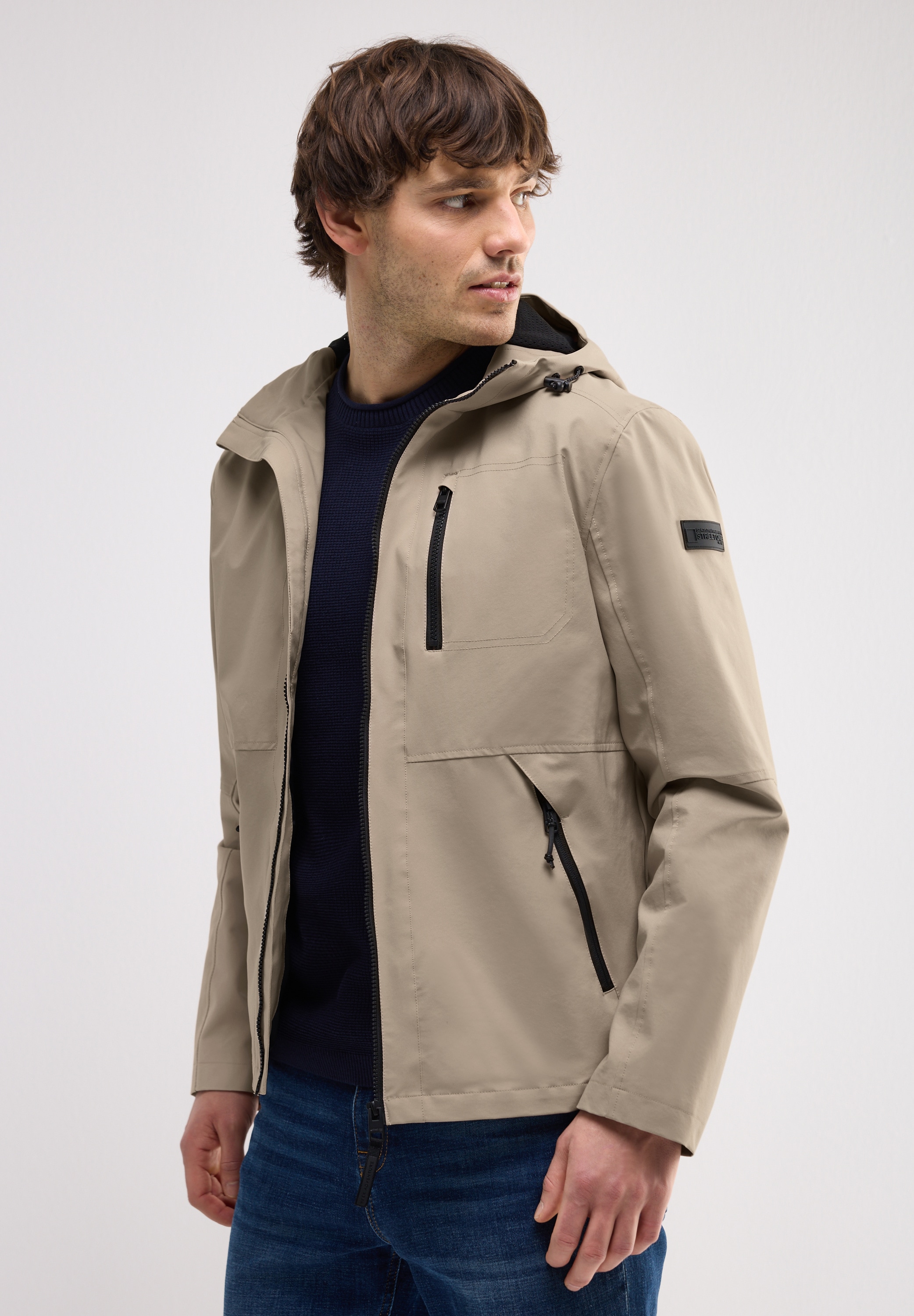 Softshelljacke STREET ONE MEN, Herren, Gr. M (40), beige (cloud beige), Stoff, Obermaterial: 100% Polyester; Futter: 100% Polyester, unifarben, Casual, gerade normal, ohne Ausschnitt, Bündchen, Jacken, wasserabweisend