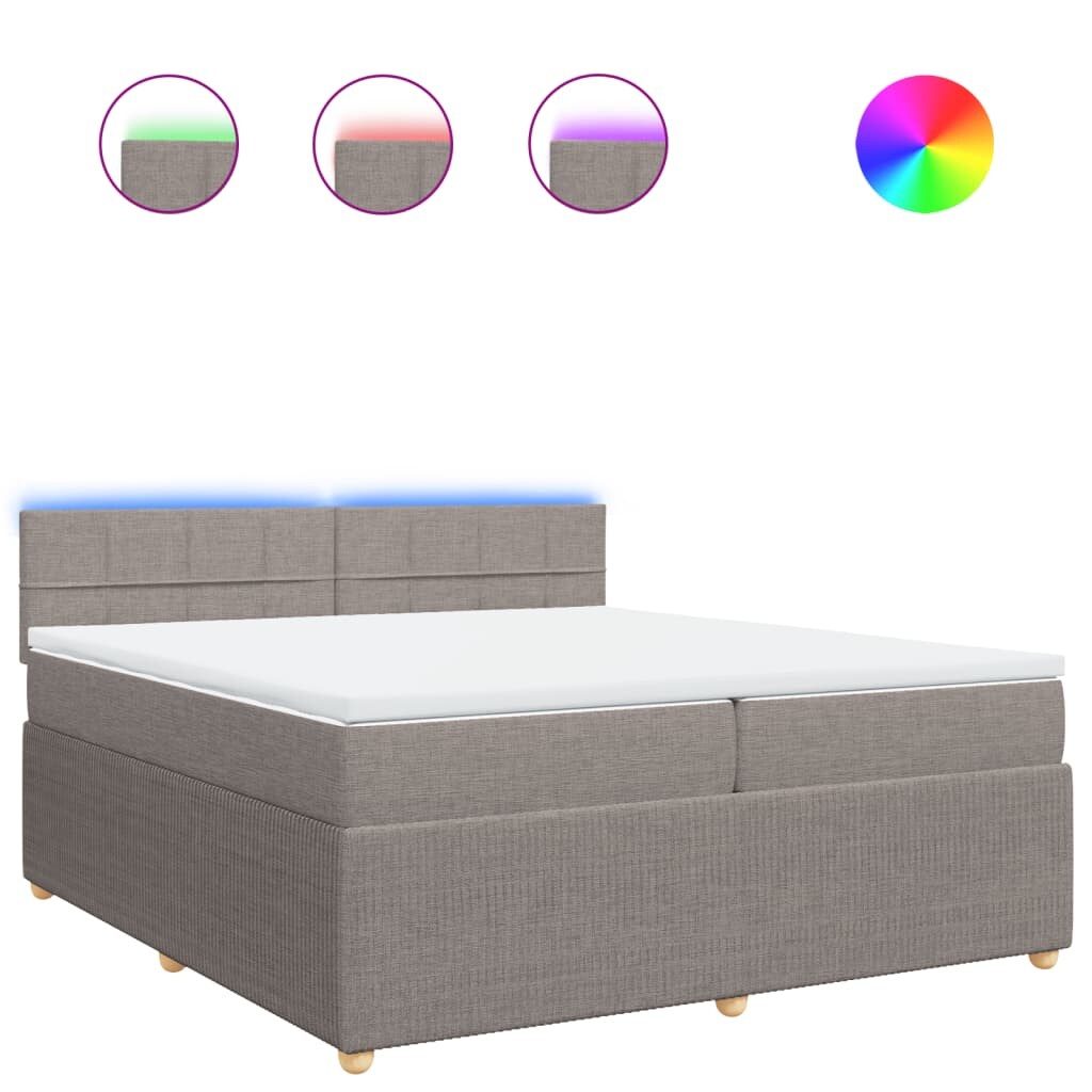 vidaXL Boxspringbett mit Matratze Taupe 200x200 cm Stoff Image