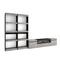 SKRAUT HOME Wohnzimmer-TV-Schrank, Wohnzimmer-Wandsystem, 320x186x35cm, Für TV-Geräte bis zu 80“, Elektrischer Kamin, Moderner Stil, Zementgrau - 96_6