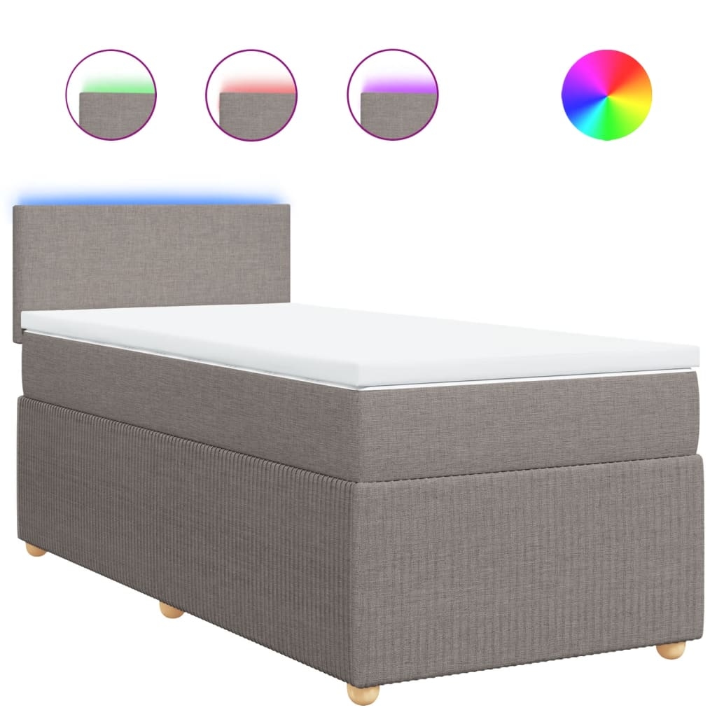 vidaXL Boxspringbett mit Matratze Taupe 100x200 cm Stoff Image