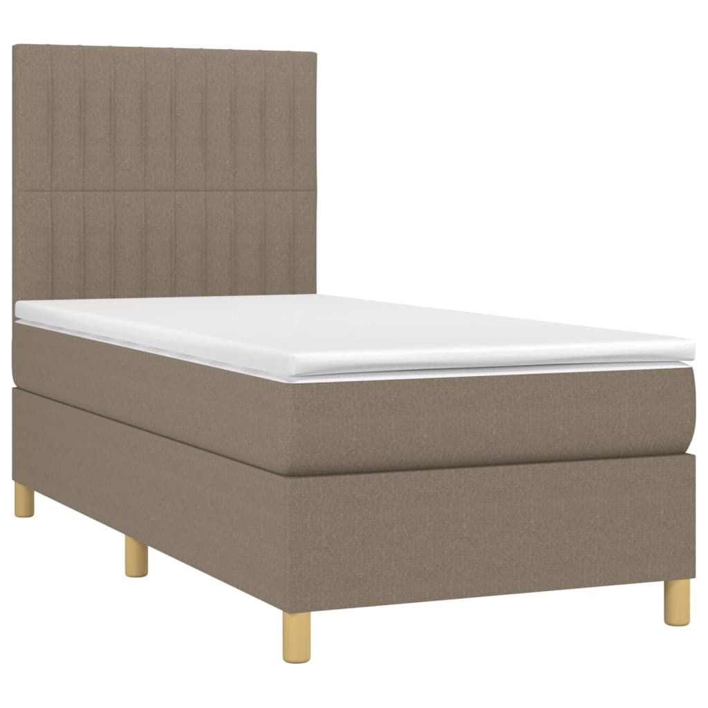 vidaXL Boxspringbett mit Matratze & LED Taupe 90x190 cm Stoff Image