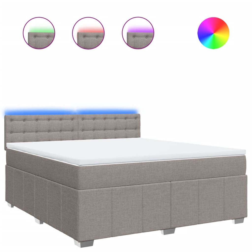 vidaXL Boxspringbett mit Matratze Taupe 180x200 cm Stoff Image