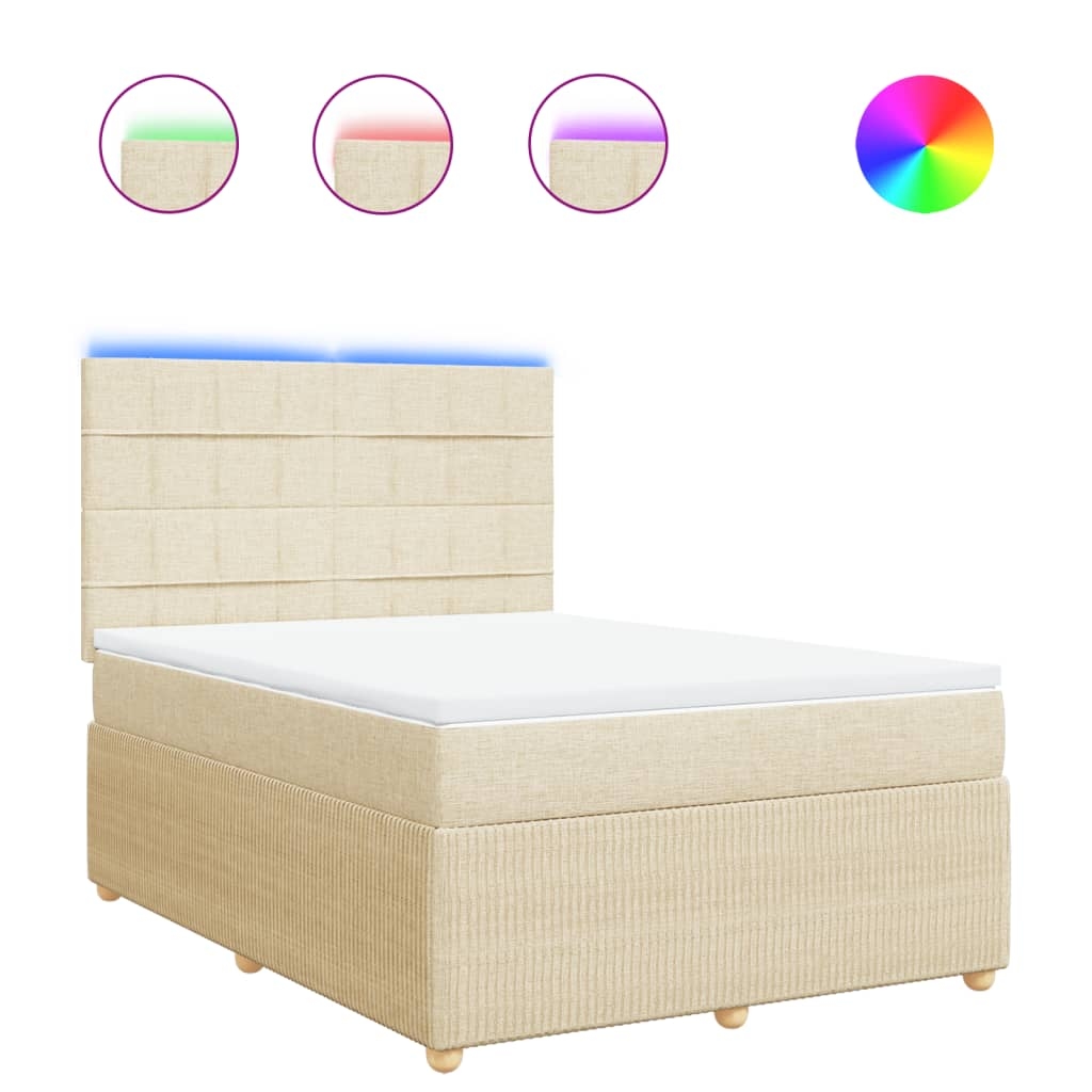 vidaXL Boxspringbett mit Matratze Creme 140x200 cm Stoff Image