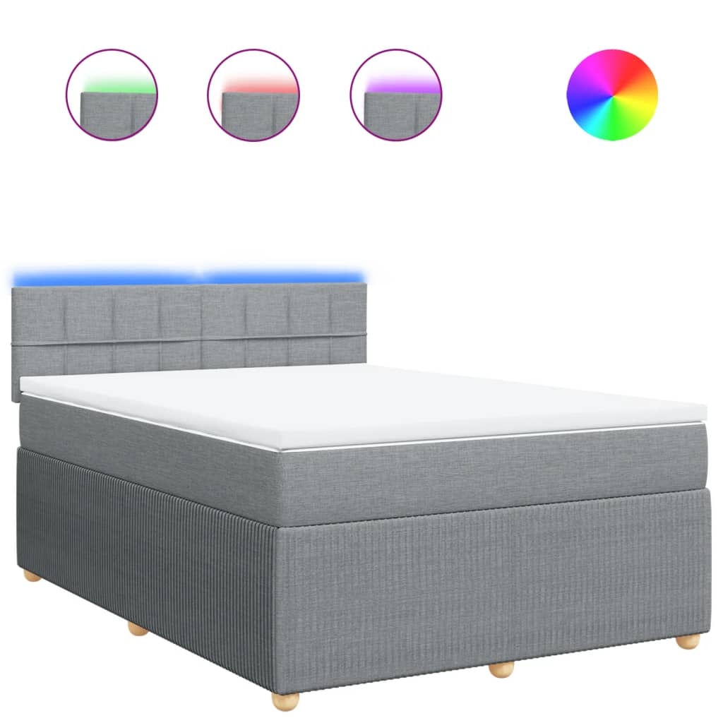 vidaXL Boxspringbett mit Matratze Hellgrau 140x200 cm Stoff Image
