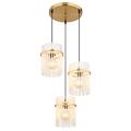 Suspension Lampe de table à manger Lampe à suspendre Salon 3 flammes, métal noir bois brun verre