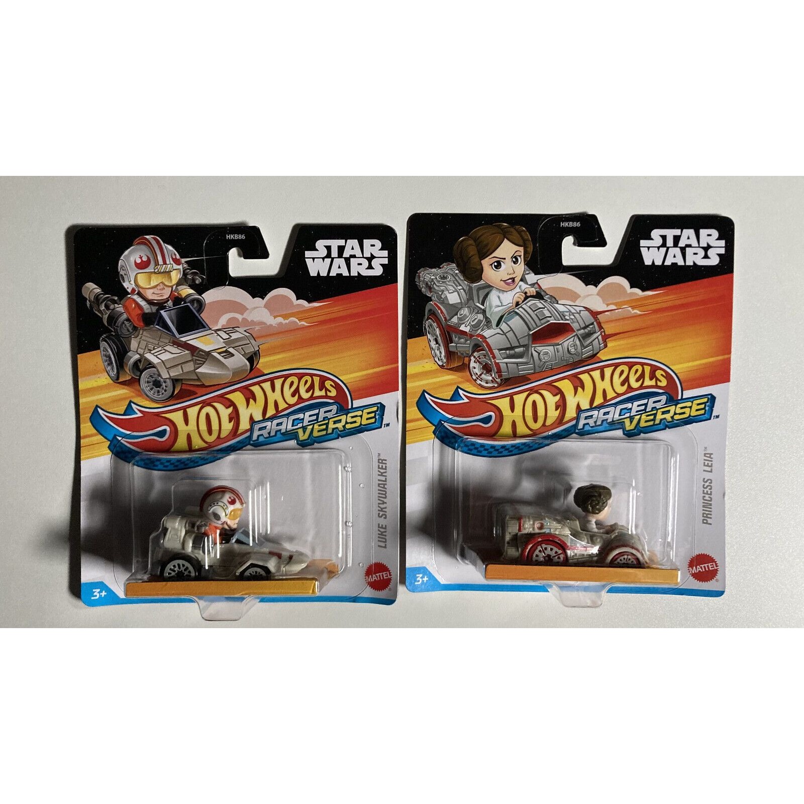 Disney Toys | Hot Wheels Racers Disney Star Wars Luke Skywalker, Princess Leia (Lot Of 2) Nib | Color: Tan | Size: Os