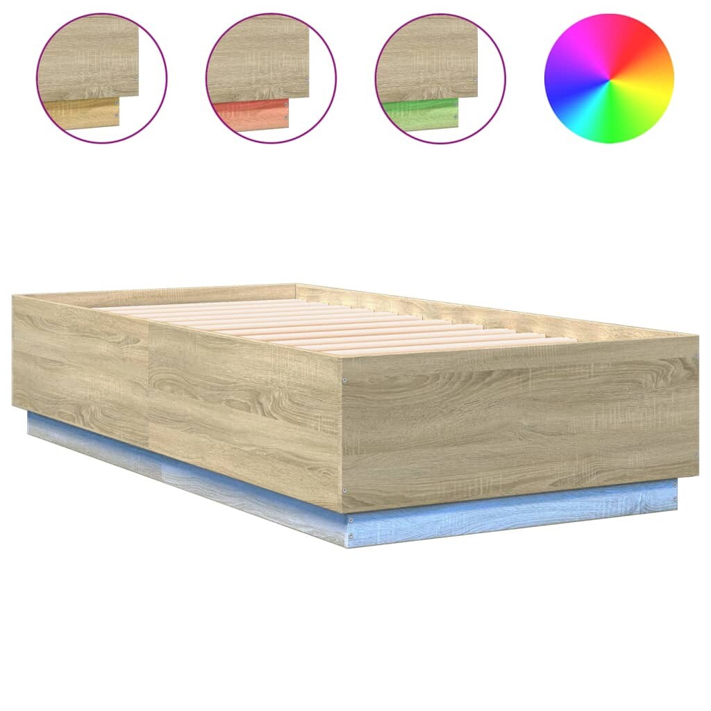 vidaXL Bettgestell mit LED Sonoma-Eiche 90x190 cm Holzwerkstoff Image
