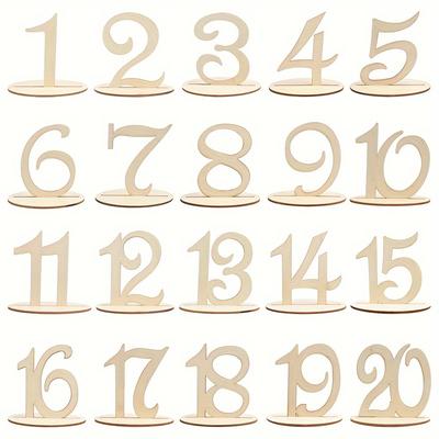 TEMU 10/20pcs, Wooden Table Numbers, 1 / 1 Wooden Table Numbers With Base For Weddings, Anniversaries, Birthdays, Graduations, Parties, Event Party Table Decorations Image