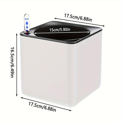 TEMU Self-watering Square Planter With Water Level Indicator - Automatic Watering System For Indoor & Outdoor Plants, Space-saving Design Image