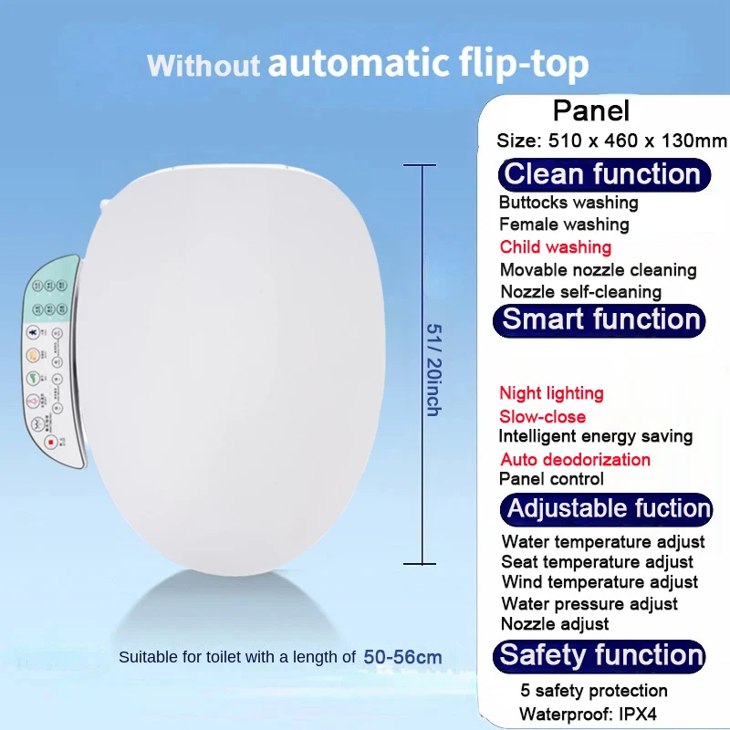 Intelligenter WC-Sitz mit Bidet-Funktion, Automatisch Beheizter Sitz, Elektrischer Deckel, Japanischer WC-Verschluss Image