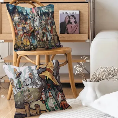 Final Fantasy Kissenbezüge, Cartoon-Sofa, dekorativ, Zuhause, doppelseitiger Druck, kurzer Plüsch, Image