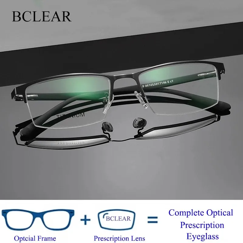 Progressive Multifokale Photochrome Lesebrille Anti-blau Licht Weit Anblick Gläser Männer Halb Rahmen Business Presbyopie Brille Image