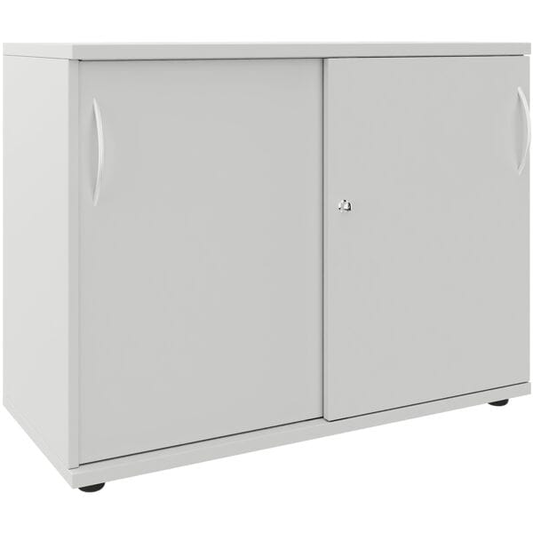 fm Büromöbel Schiebetürenschrank 100 cm extrabreit 2 OH grau, 100x76.3x44.2 cm