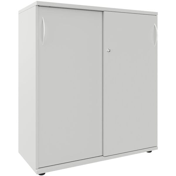 fm Büromöbel Schiebetürenschrank 100 cm extrabreit 3 OH grau, 100x111.5x44.2 cm
