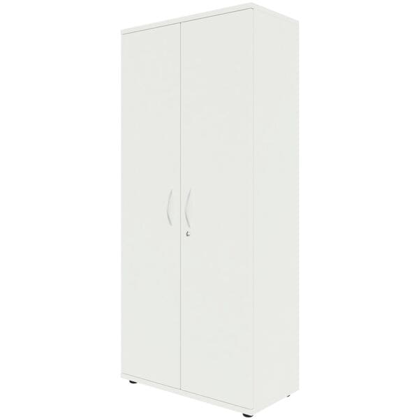 fm Büromöbel Flügeltürenschrank abschließbar für 5 Ordnerhöhen Breite 80 cm weiß, 80x185.1x44.2 cm