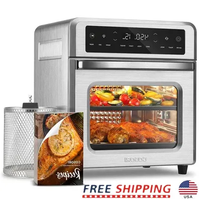 11-in-1 Air Fryer Oven 13Qt Rotisserie Pizza Cooking Functions with Dual Layer Cooking Accessories