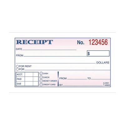 Adams Money/Rent Receipt Book, Two-Part Carbonless, 4.88 x 2.75, 50 Receipts/Book, 3 Books/Pack (ABFDC25013)