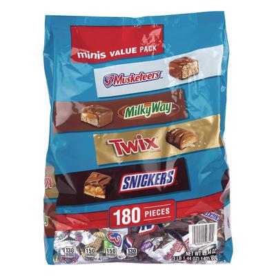 MARS Minis Variety Pack, Chocolate, 49.44 oz Bag, 180 Pieces (GRR22002451)