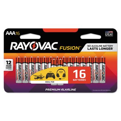 Rayovac 82416LTFUSJ Fusion Advanced Alkaline AAA Batteries, 16/Pack - Pack of 16