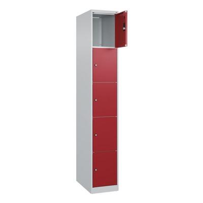 CP Schließfachschrank »Classic Plus Korpus lichtgrau« 1x5 Fächer rot, 30x185x50 cm Image