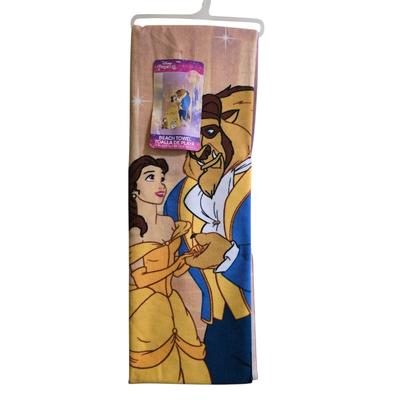 Disney Bath, Skin & Hair | Disney Princess Beauty And The Beast Absorbent Bath Beach Towel 27" X 54" Kids | Color: Blue/Gold | Size: 27" X 54"