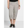 3/4-Hose SHEEGO "Große Größen", Damen, Gr. 50, Normalgrößen, beige (beigefarben), Obermaterial: 97% Baumwolle, 3% Elasthan, unifarben, casual, 3/4-Länge, Hosen, Mit Krempelfunktion