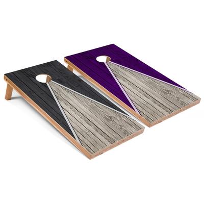 Dark Grey and Purple Pyramid Cornhole Board Set