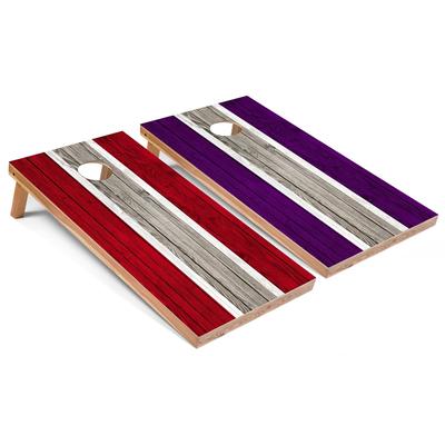 Red and Purple Striped Cornhole Board Set