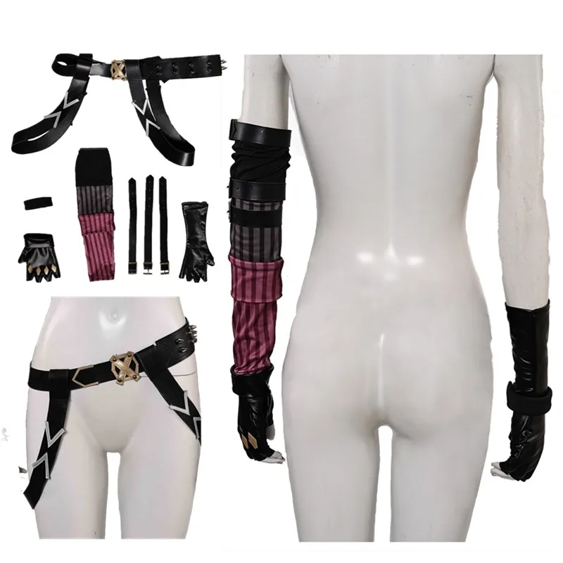 Arcane Jinx Cosplay Handschuhe Gürtel LoL Fantasy Frauen Roleplay Hand Abdeckungen Bund Halloween Karneval Party Kostüm Zubehör Image