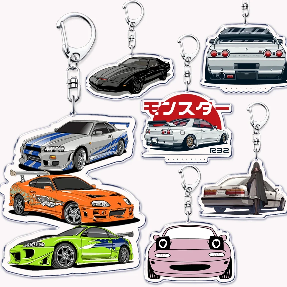 Klassischer japanischer Sport-Rennwagen-Schlüsselanhänger, Ring für Zubehör, Taschenanhänger, Schlüsselanhänger, Schmuck, Geschenke Image