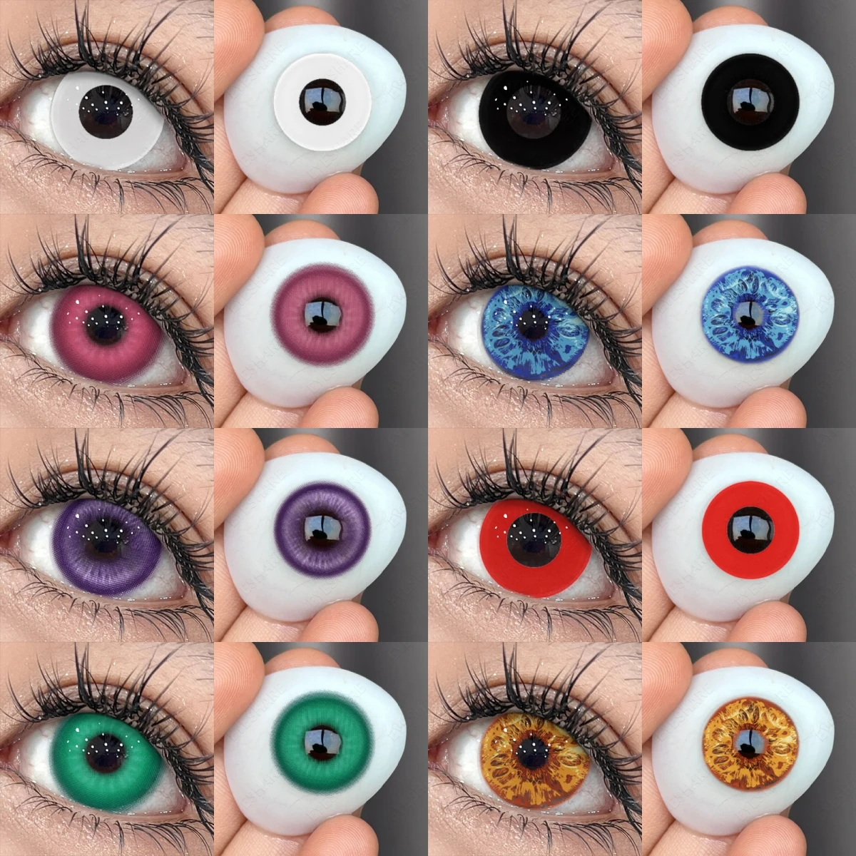 EYESHARE 2 Stück farbige Kontaktlinsen Halloween Cosplay weiß verrückte Kontaktlinsen Anime Red Eye Linsen grüne Make-up-Kontaktlinse Image