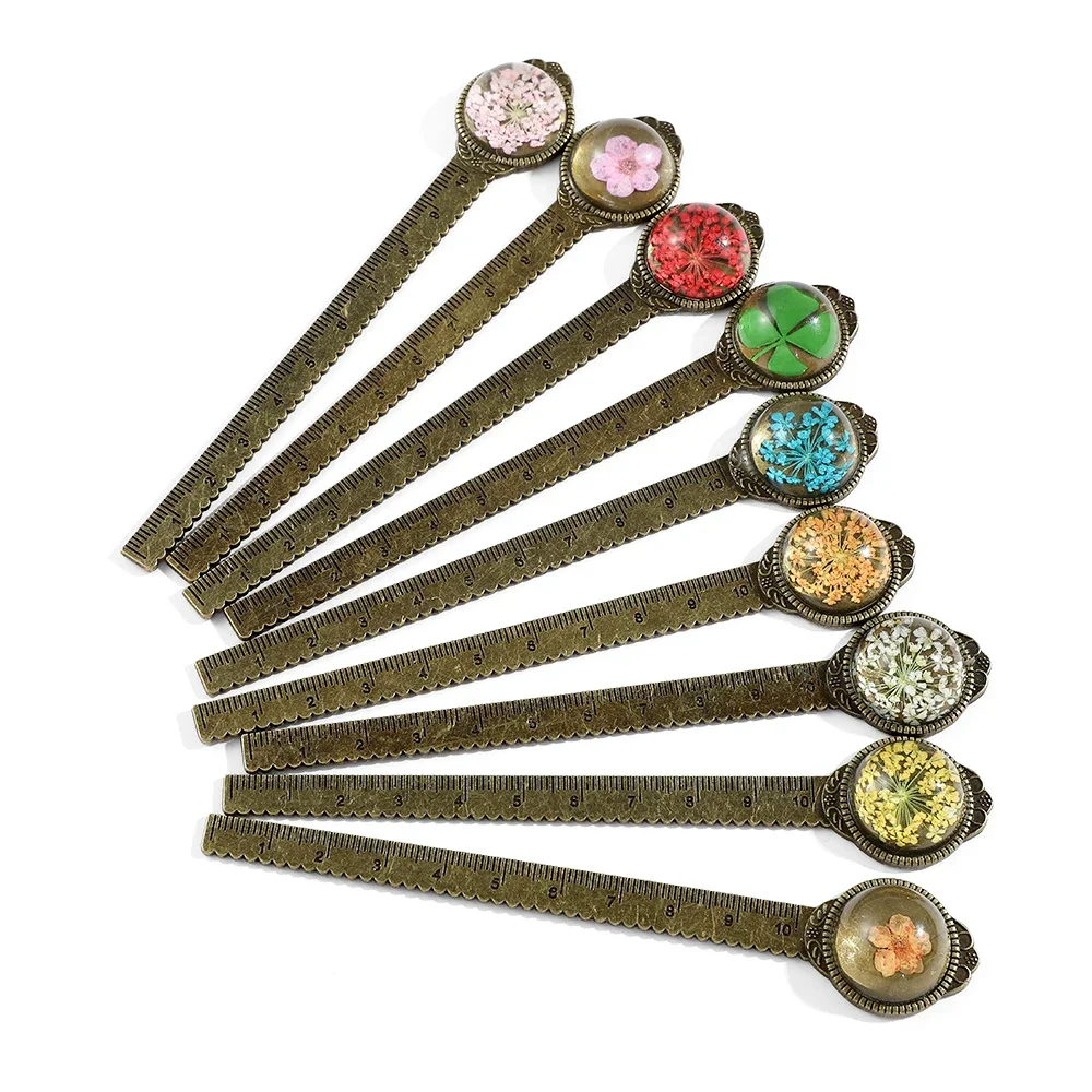 Vintage Metall Blume Retro Lesezeichen Lineal Leseseite Mark Briefpapier für Bücherwurm Festival Geschenke Lernzubehör Image