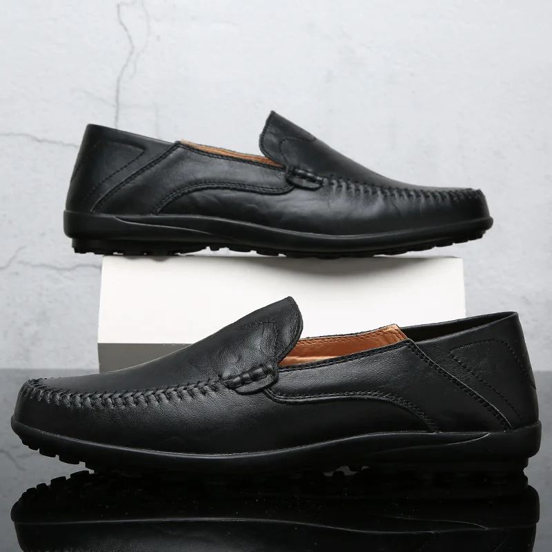 Echt leder Männer Freizeit schuhe Luxusmarke formelle Männer Slipper Mokassins italienische atmungsaktive Slip auf männliche Boots schuhe Größe 37-47