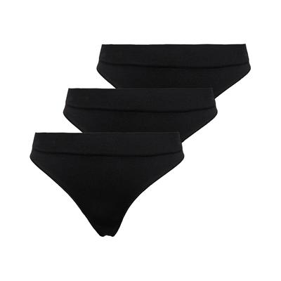 T-String ONLY "ONLVICKY RIB S-LESS THONG 3-PK NOOS", Damen, Gr. M, schwarz pack:x 3, Jersey, Obermaterial: 94% Polyamid, 6% Elasthan, unifarben, Unterhosen Image