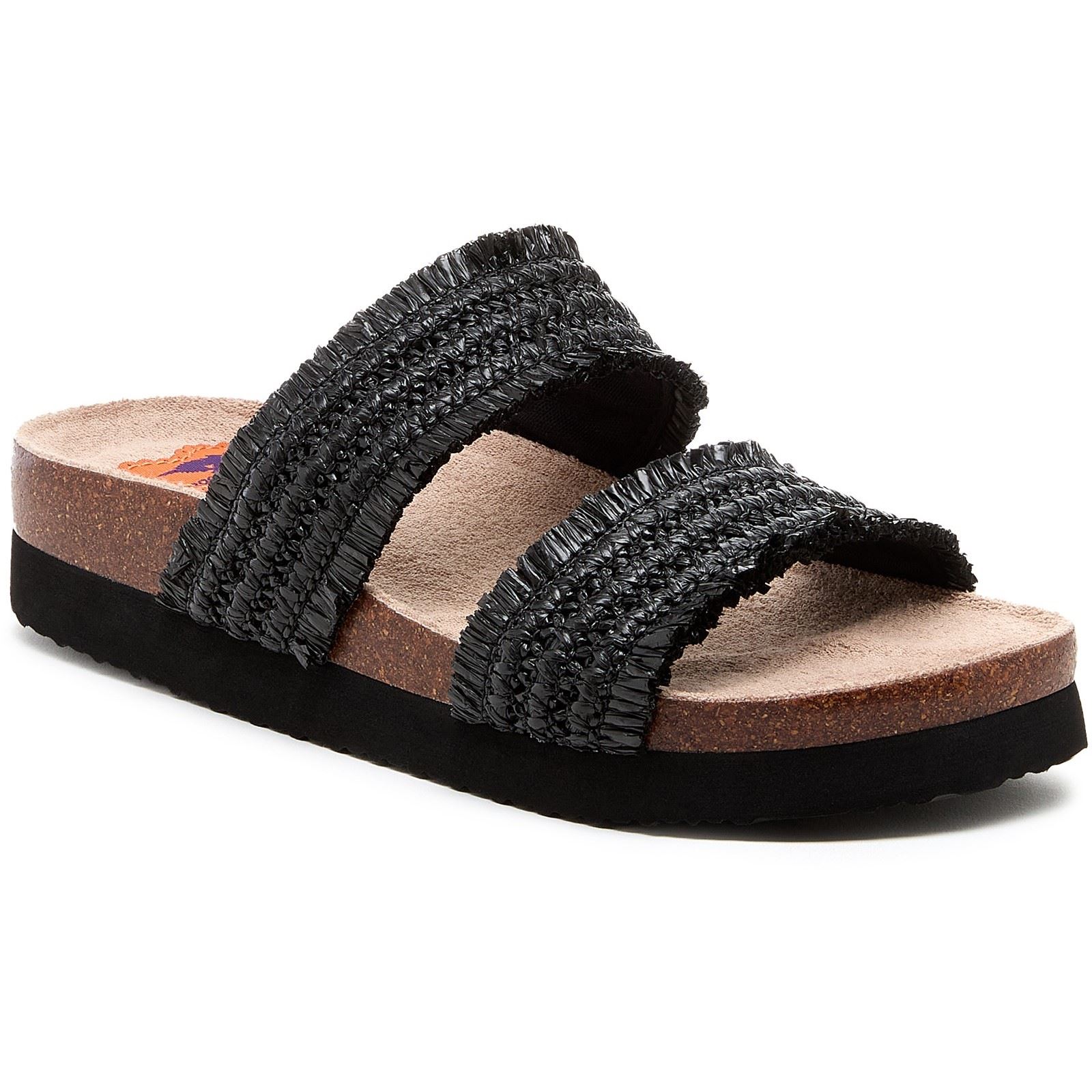 Rocket Dog Aruba Raffia Textile Womens Black Sandals - Size UK 8 | Rocket Dog Sale | Discount Designer Brands