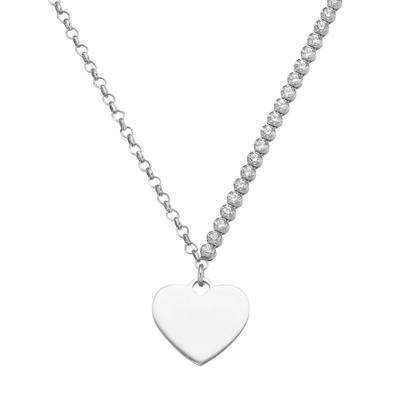 Collier SMART JEWEL "mit Zirkonia und Herzanhänger, Silber 925", silber, Halsketten, Damen, 45cm, Silber 925 (Sterlingsi